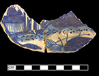Tin glazed charger with Chinese style motif with lead glazed back from Compton Site 18CV279.